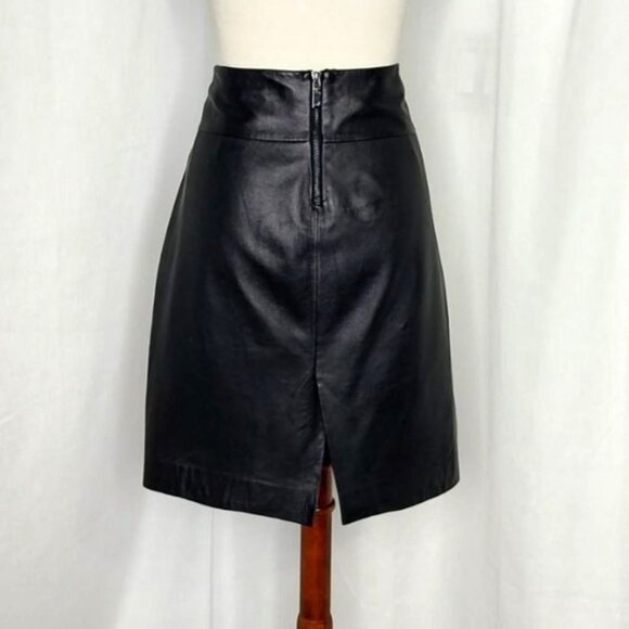 Cache 100% Lambskin Leather Skirt Black 10 Pencil Buttery Soft Luscious - Picture 3 of 8